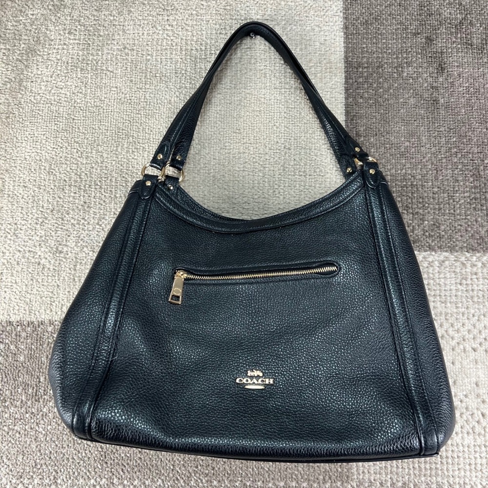 Coach Kristy Black Pebbled Leather Hobo Shoulder Bag Gold Hardware C6231